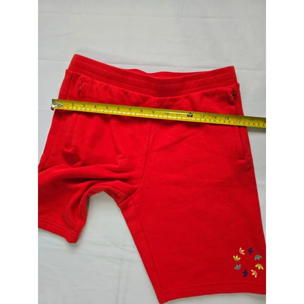Adidas Originals Boys Red Trefoil Circle Logo Sweat Shorts Size Large 13-14Y